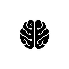 Brain with Circuit: A stylized silhouette of a human brain, interwoven with circuitry, representing the fusion of mind and technology in a graphic, symbolic, and conceptual illustration.