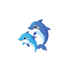 cartoon shark cartoon dolphin on white background