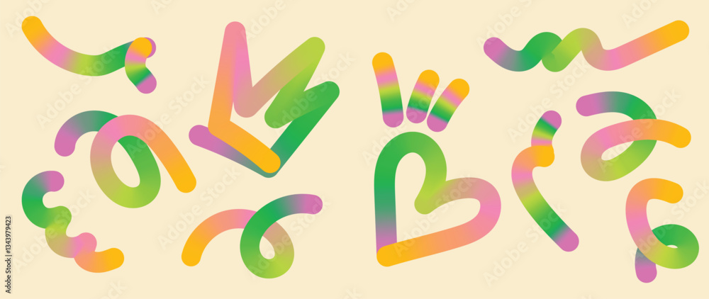 Aufkleber abstract gradient line element design vector set. creative concept modern art design with dynamic co