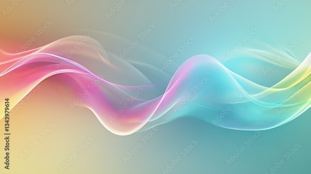 Fototapete abstract neon holographic waves with smooth gradients, creating a surreal and futuristic background.