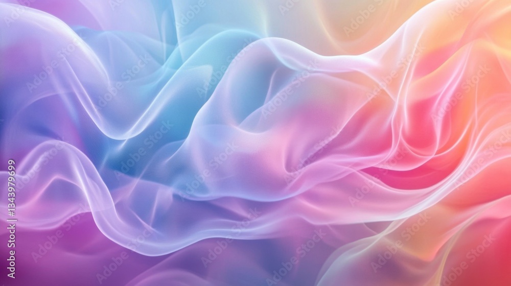 Aufkleber abstract neon holographic waves with smooth gradients, creating a surreal and futuristic background.