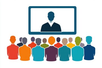 Obraz premium Engaging Audience in Virtual Presentation with Online Speaker