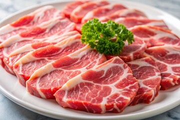 Fresh Raw Pork Slices Ready for Cooking - High-Resolution Stock Photo