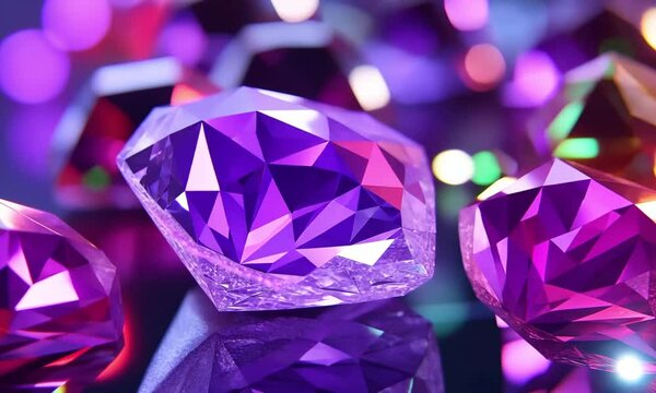 Purple gems sparkle on dark surface