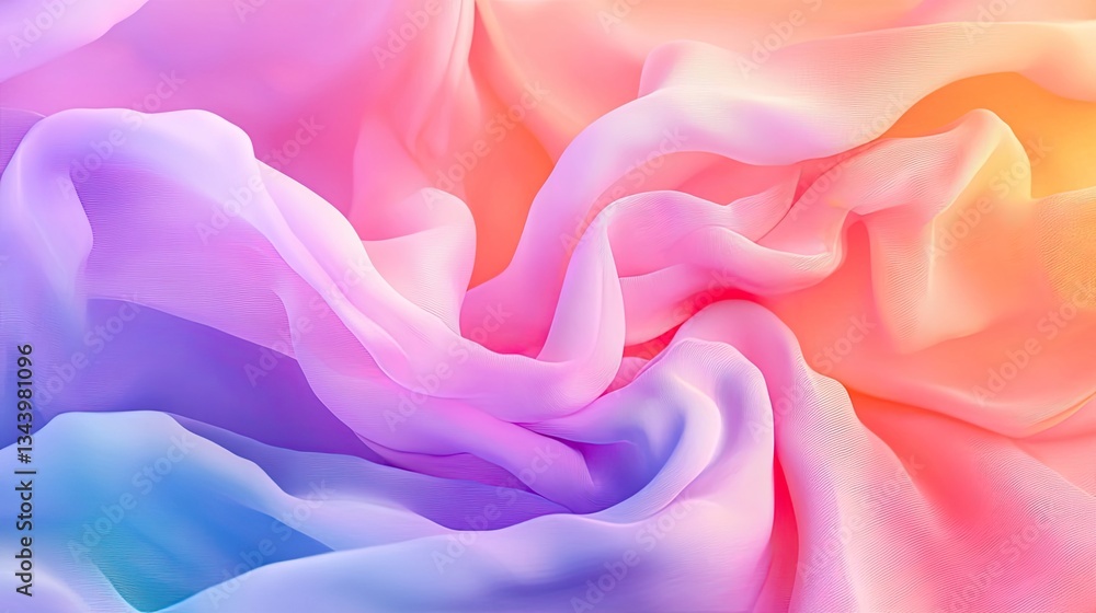 Poster soft colorful fabric texture with gentle waves and flowing patterns