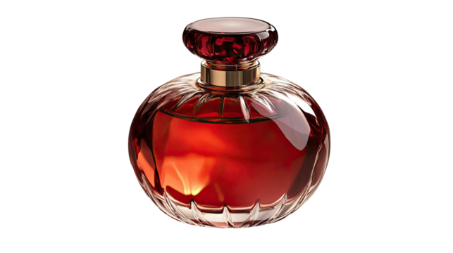 Elegant Fragrance: A refined perfume bottle, exuding an aura of luxury, presents a captivating visual experience. This artful design features exquisite form.