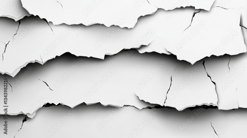 Poster abstract torn white and black halftone background with a combination of rough edges and smooth gradi