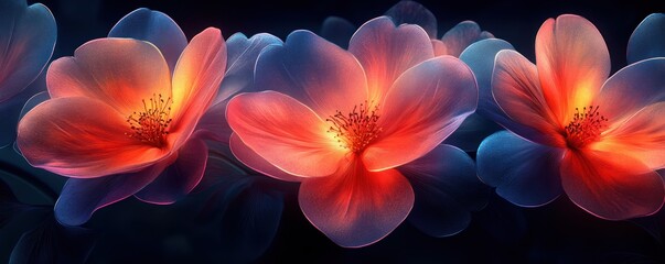 Fototapeta premium Vibrant Watercolor Floral Composition with Tropical Elements and Soft Lighting