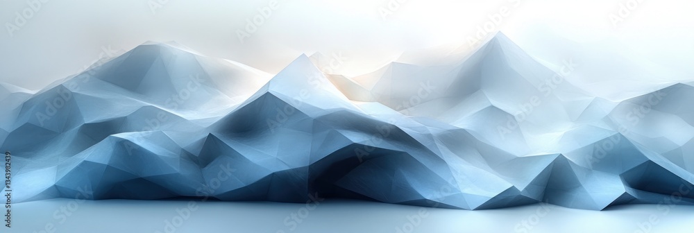 Poster minimalist abstract geometric art with translucent triangles and soft gray gradients