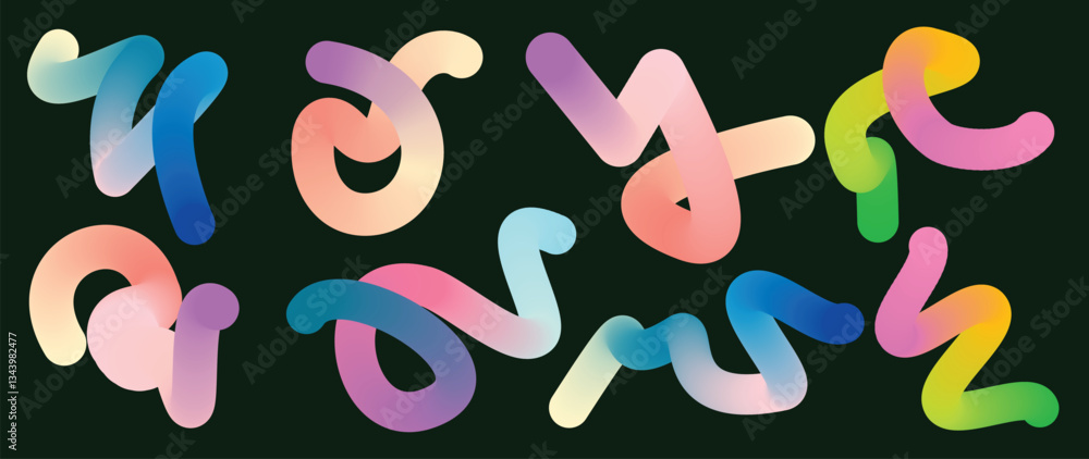 Aufkleber abstract gradient line element design vector set. creative concept modern art design with dynamic co