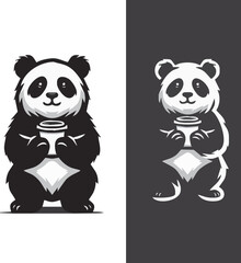 Cute panda characters with bamboo in a fun cartoon style
