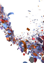 Abstract image of colorful confetti swirling and exploding. Perfect for celebrations, parties, and festive designs.