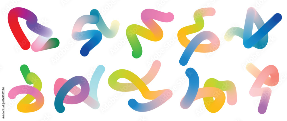 Aufkleber abstract gradient line element design vector set. creative concept modern art design with dynamic co