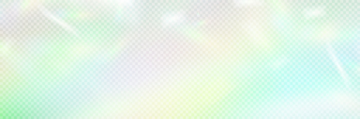 Colourful vector lens, crystal rainbow light and flare transparent effects.Overlay for backgrounds.Triangular prism concept.