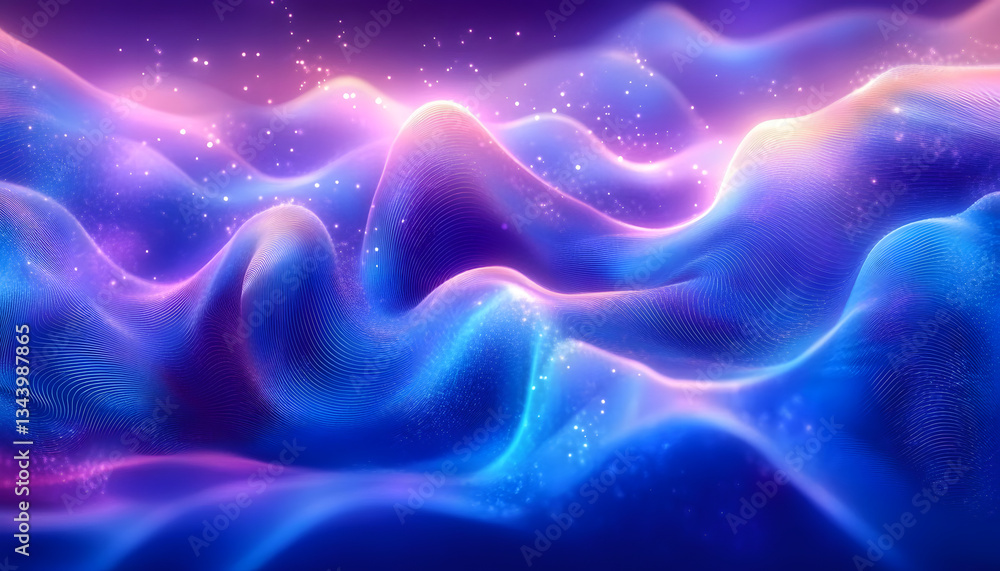 Poster digital waveforms in blue and purple, abstract background. abstract digital background with flowing 