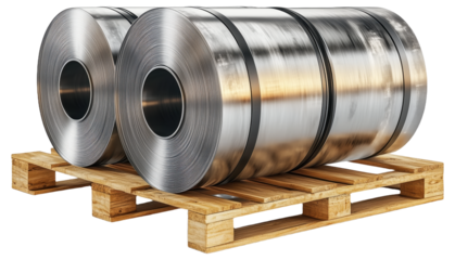 PNG Metal coils on a wooden pallet