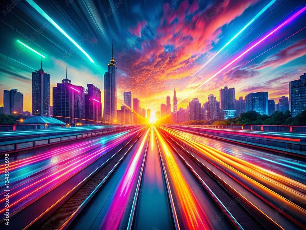 Poster futuristic dynamic motion technology: abstract glowing speed lines background