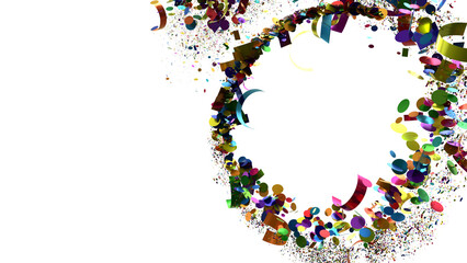 A festive background with colorful confetti falling on a white background. Perfect for celebrations, parties, and special occasions.