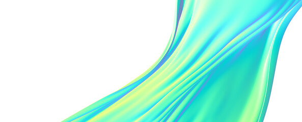 Abstract Teal and Green Flowing Fabric