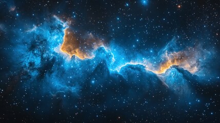 Fototapeta premium Celestial nebula with vibrant blue and orange hues, scattered stars