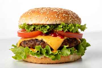 hamburger on white background