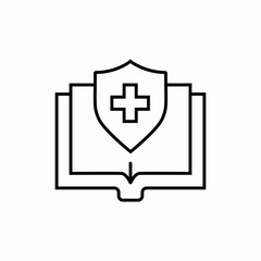 Obraz premium Medical shield book icon vector sign
