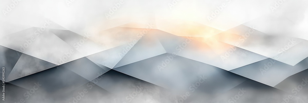Poster abstract geometric art with transparent triangles soft gray gradient clean modern design