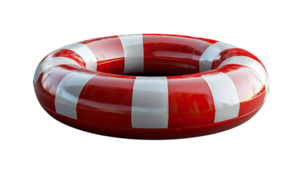 Life Preserver: A vibrant life preserver floats gracefully, its red and white stripes a beacon of safety and maritime tradition. It's ready to provide assistance in any aquatic situation.