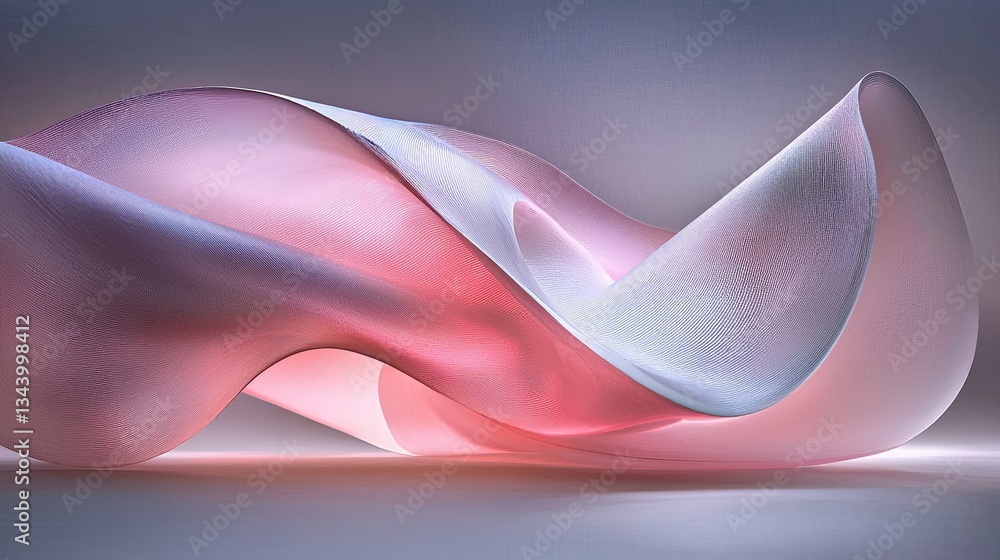 Poster abstract wave of flowing fabric in soft pastel colors with smooth curves and layers