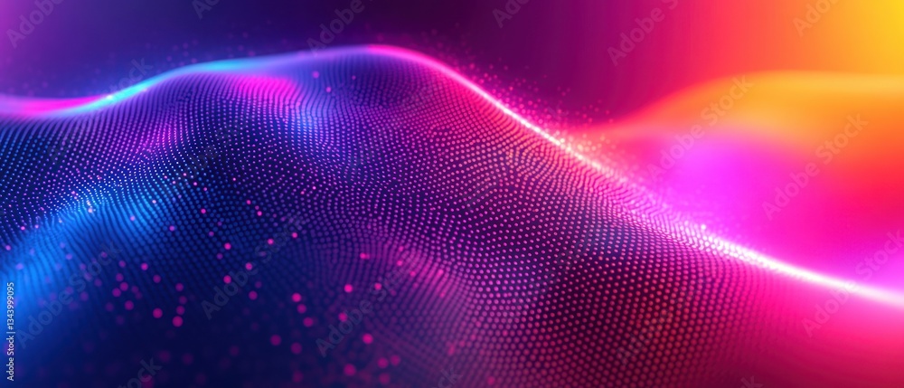 Poster vibrant amorphous shape abstract art with neon gradient background