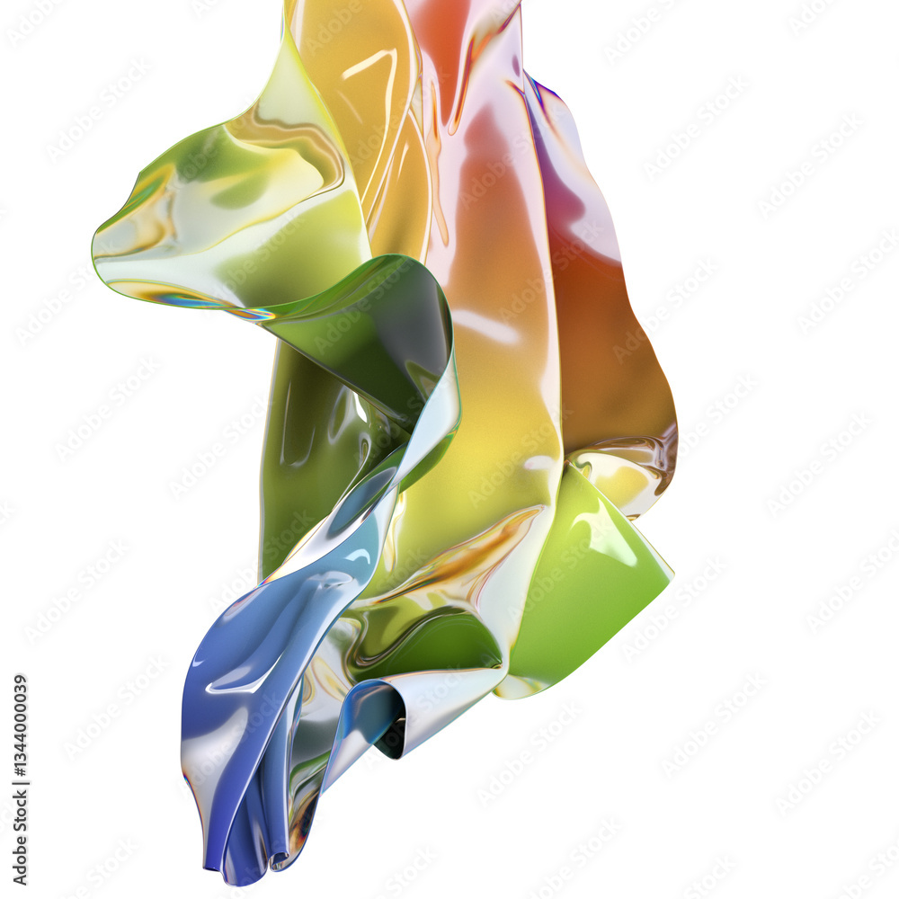 Poster a vibrant abstract swirl of iridescent fabric the colors are flowing and dynamic