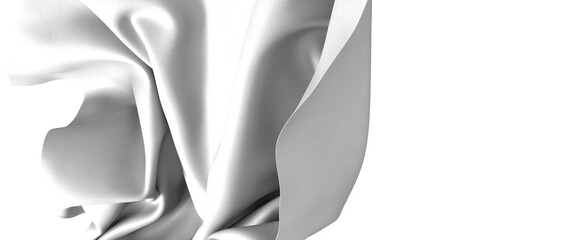 A close-up of a white fabric, gently draped and flowing, creating an abstract and elegant design.