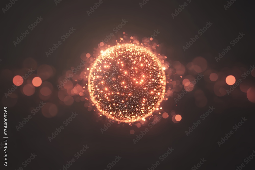 Poster glowing abstract sphere particle background design perfect for technology or energy concepts