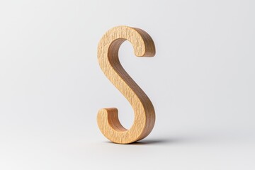 Naklejka premium Stylish wooden letter S on a minimalist background for creative projects.