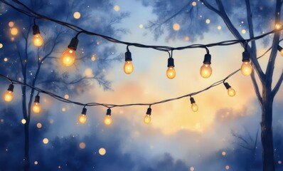 Twinkling lights in a serene setting