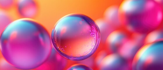 Vibrant Gradient Spheres Abstract Background in 3D Digital Art Style