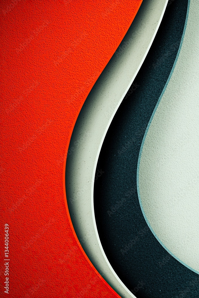 Poster abstract curved layers of colorful textures in smooth wave patterns and modern art design