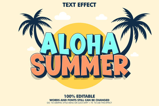 Editable text effect of aloha summer
