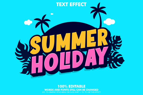 Summer holiday editable text effect with summer background
