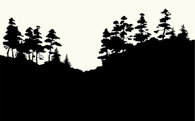 Vector landscape. A dirt road in the forest