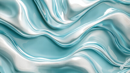 Obraz premium 3D Render Liquid Fluid Background Glossy baby blue liquid abstract background with smooth flowing texture