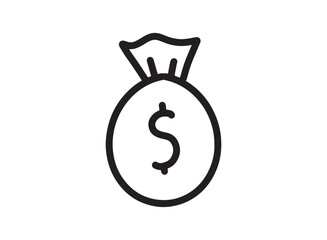 Set icon of an Black Friday Outline Money Bag