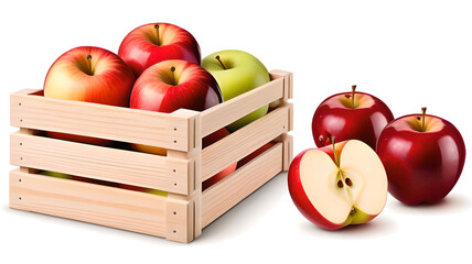 Basket of red apples, fresh fruit clipart, vibrant and healthy fruit arrangement