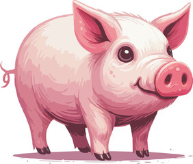 Pig flat cartoon isolated on transparant background. Vector illustration.