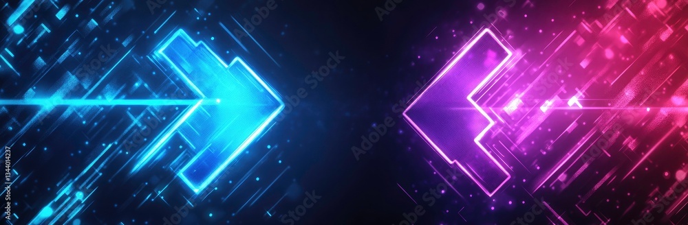 Poster futuristic arrows pointing forward in a digital circuit board design