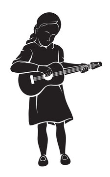 Young Girl Playing Toy Guitar