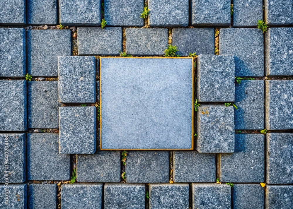 Poster gray square stone tile texture background with copy space - high resolution stock photo