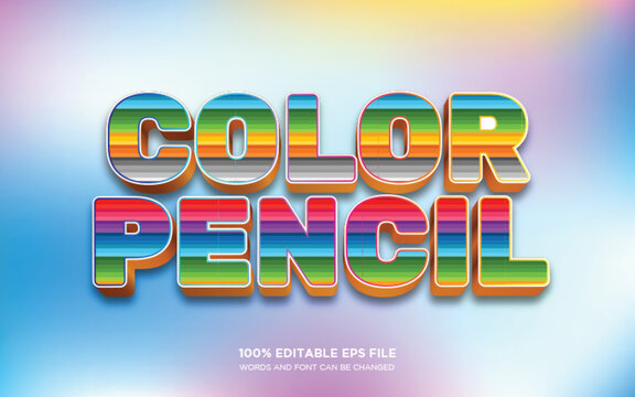Color pencil 3D editable text style effect	