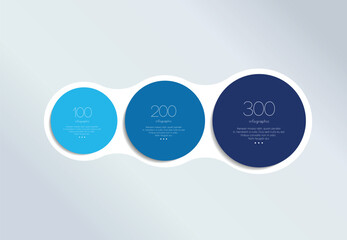 Three steps elements bubble chart, scheme, diagram. Infographic template.
