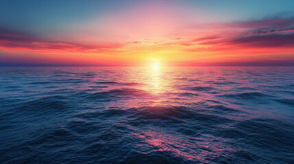 Fototapeta premium Sunset serenity over tranquil ocean waters coastal landscape nature photography peaceful environment